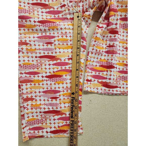 Y2K Moto Blues Womens Size 10 Pink Orange Capris Retro Fish Geometric Preppy - Picture 6 of 8